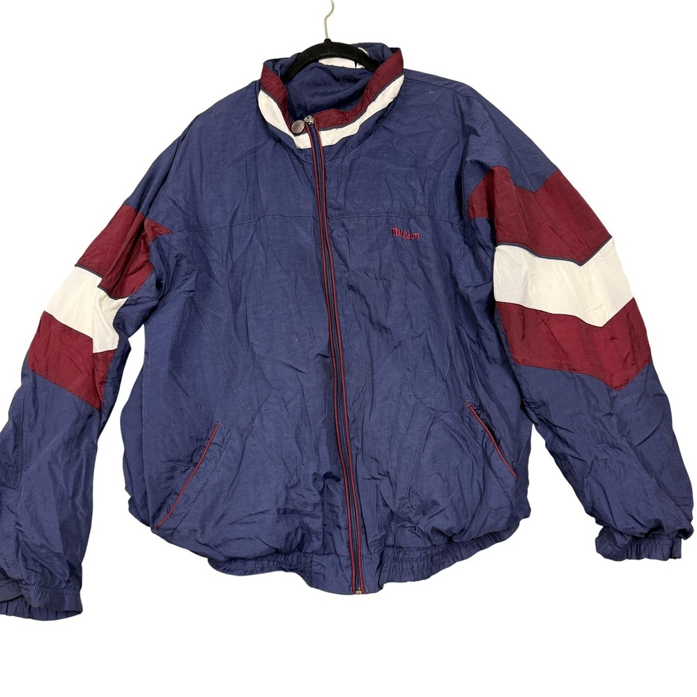 Advantage‎ by Wilson Jacket Mens XL Navy Red Colorblock Windbreaker Full Zip